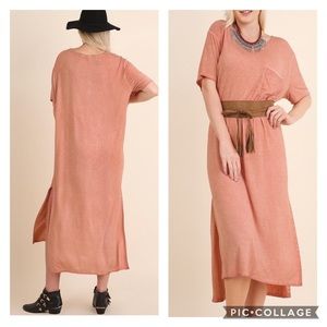 •XL Last One Umgee Distressed Washed Tee Dress New